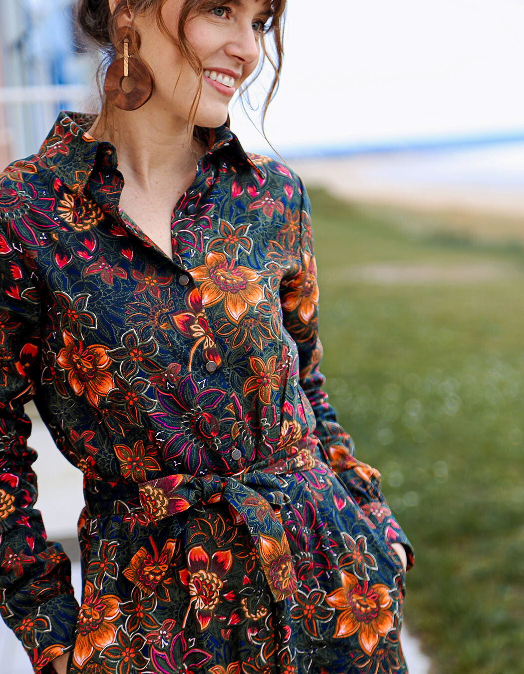 Robe chemise midi coton bio imprim&eacute; La Fianc&eacute;e