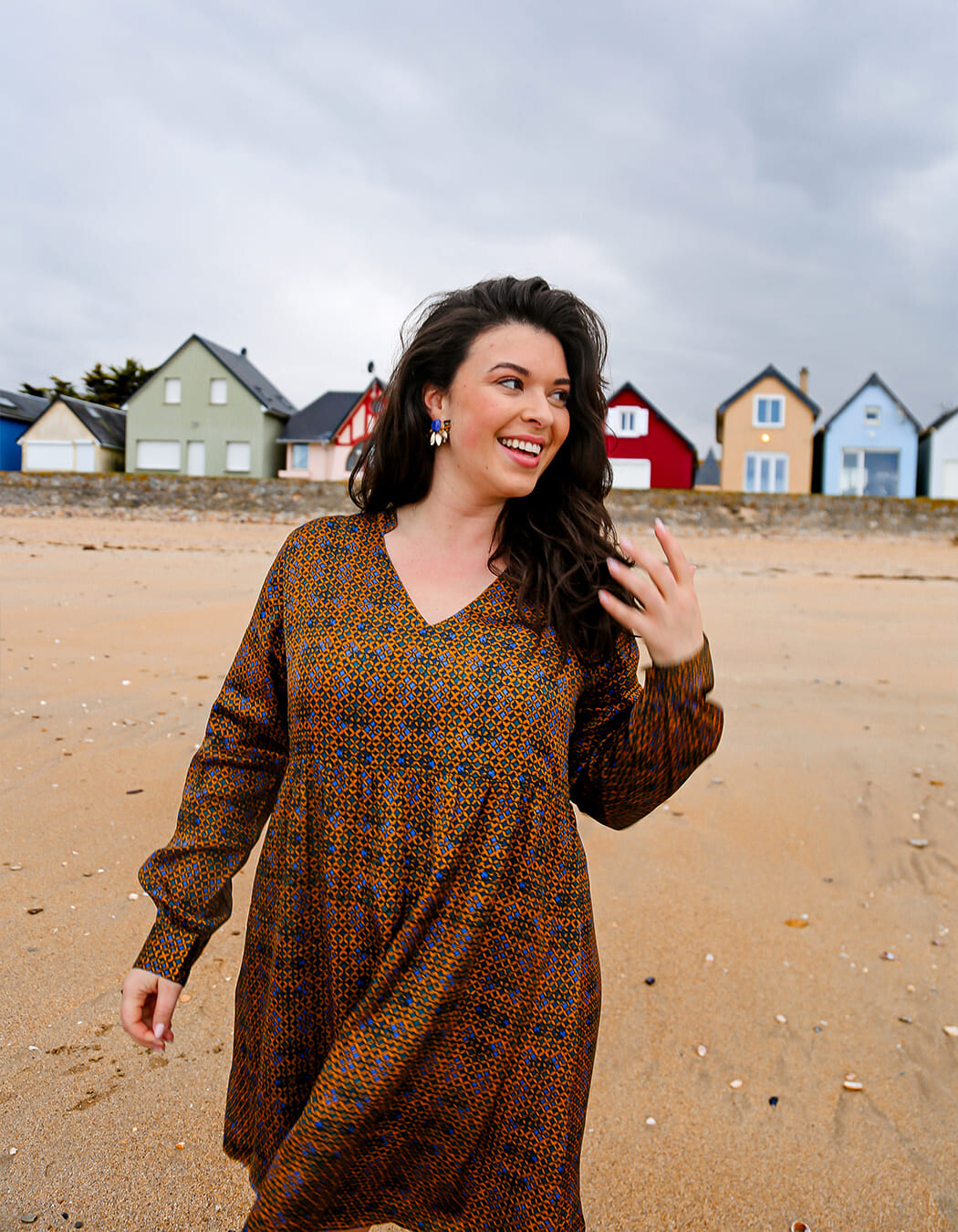 Robe ample satin de viscose imprimé La Fiancée