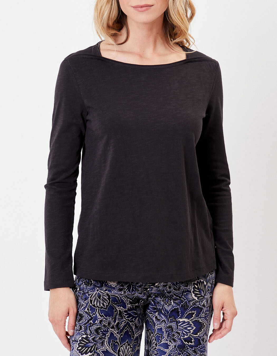 T-shirt uni coton bio col bateau imprimé La Fiancée