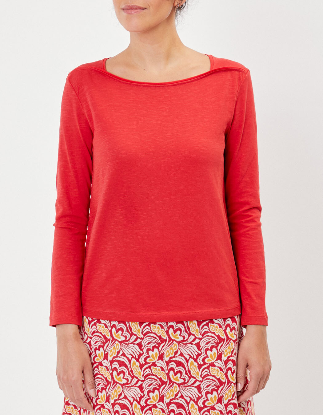 T-shirt uni coton bio col bateau imprimé La Fiancée
