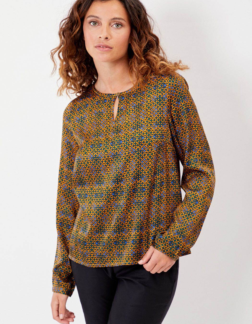 Top droit satin de viscose imprim&eacute; La Fianc&eacute;e