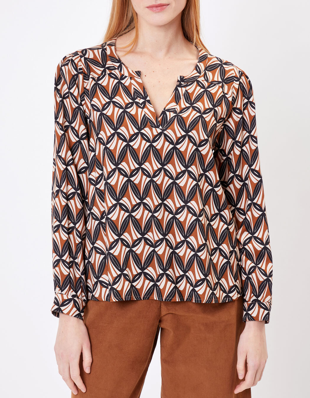 Blouse fluide col tunisien imprimé Princesse Nomade