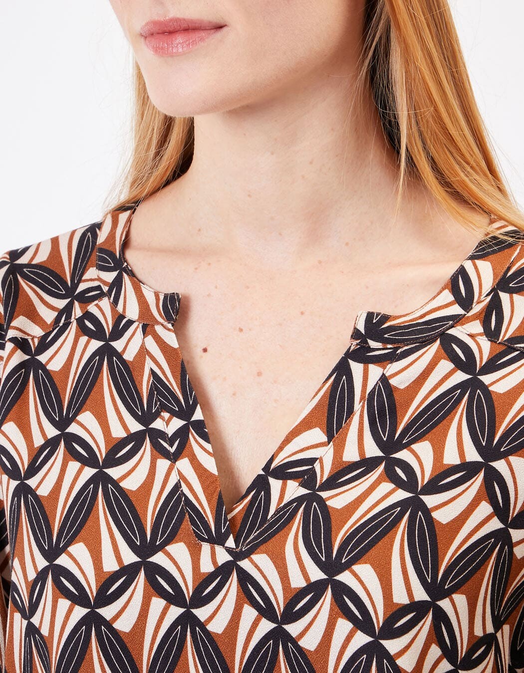 Blouse fluide col tunisien imprimé Princesse Nomade