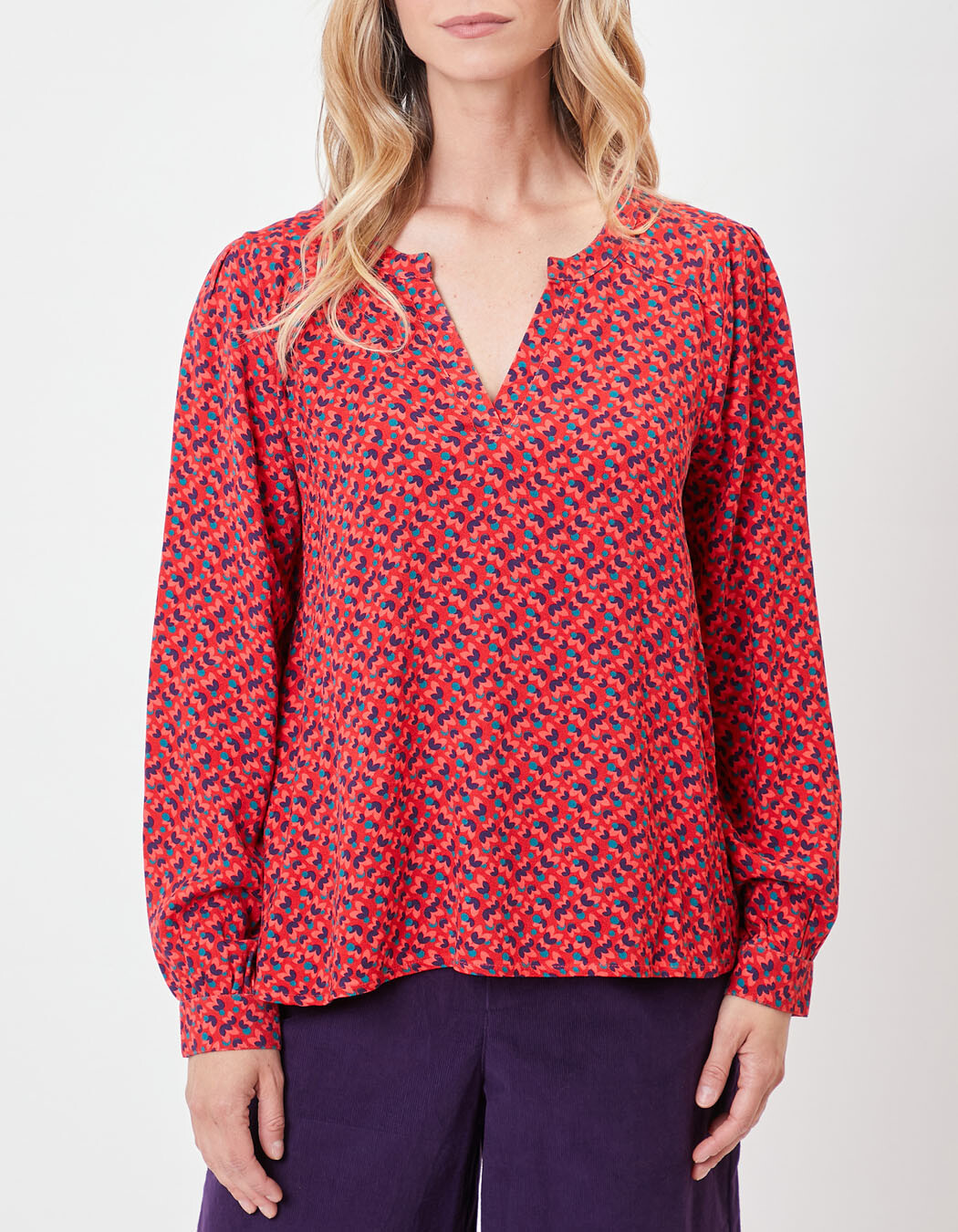 Blouse fluide col tunisien imprimé Princesse Nomade