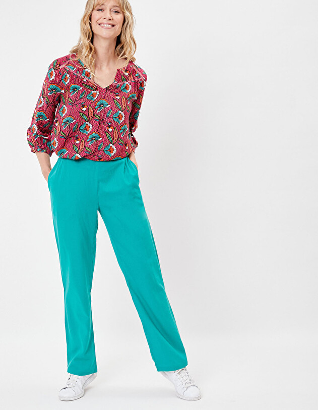Pantalon droit coton bio imprim&eacute; La Fianc&eacute;e