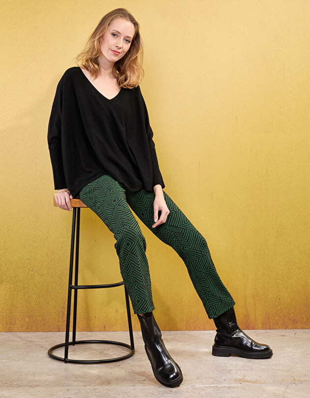 Pantalon droit maille souple imprim&eacute; La Fianc&eacute;e
