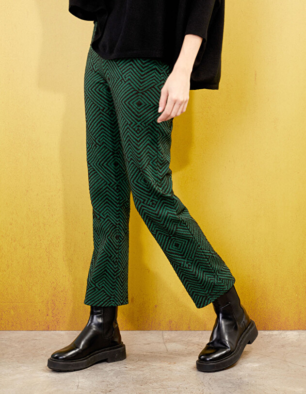 Pantalon droit maille souple imprim&eacute; La Fianc&eacute;e