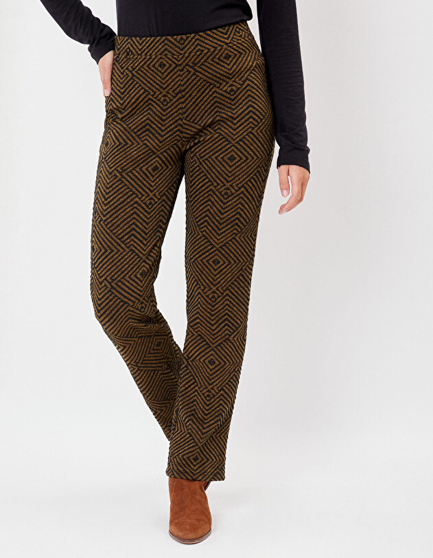 Pantalon droit maille souple imprim&eacute; La Fianc&eacute;e