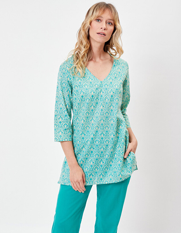 Tunique femme voile de coton bio imprim&eacute; La Fianc&eacute;e