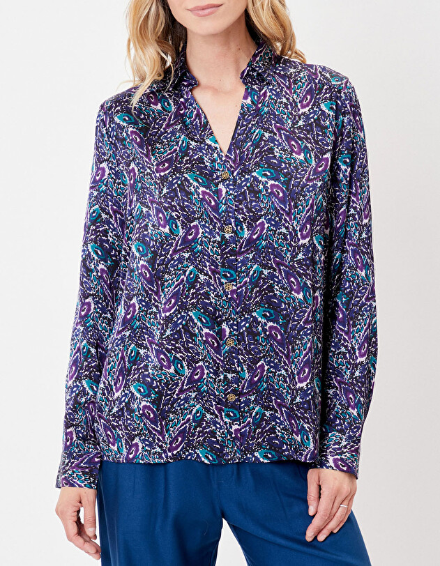 Chemise fluide satin de viscose imprim&eacute; La Fianc&eacute;e