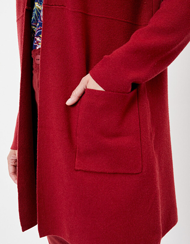 Gilet long maille uni femme imprim&eacute; La Fianc&eacute;e