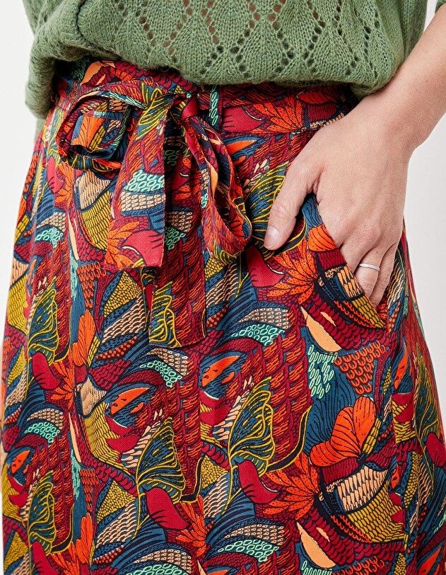 Jupe midi fluide satin viscose imprim&eacute; La Fianc&eacute;e