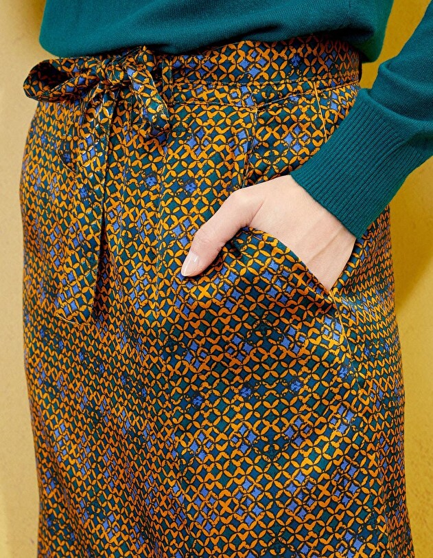 Jupe midi fluide satin viscose imprim&eacute; La Fianc&eacute;e