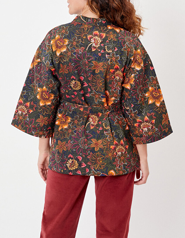 Kimono femme court coton bio imprim&eacute; La Fianc&eacute;e