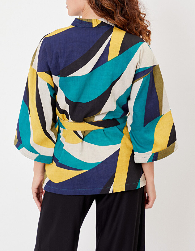 Kimono femme court coton bio imprim&eacute; La Fianc&eacute;e