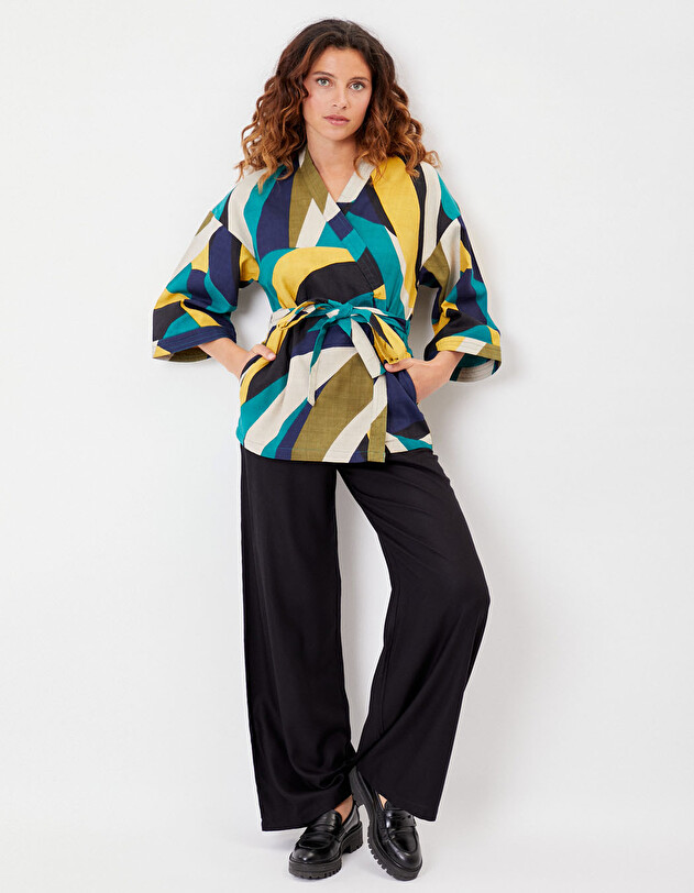 Kimono femme court coton bio imprim&eacute; La Fianc&eacute;e