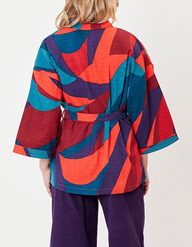 Kimono femme court coton bio imprim&eacute; La Fianc&eacute;e
