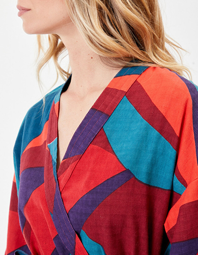Kimono femme court coton bio imprim&eacute; La Fianc&eacute;e