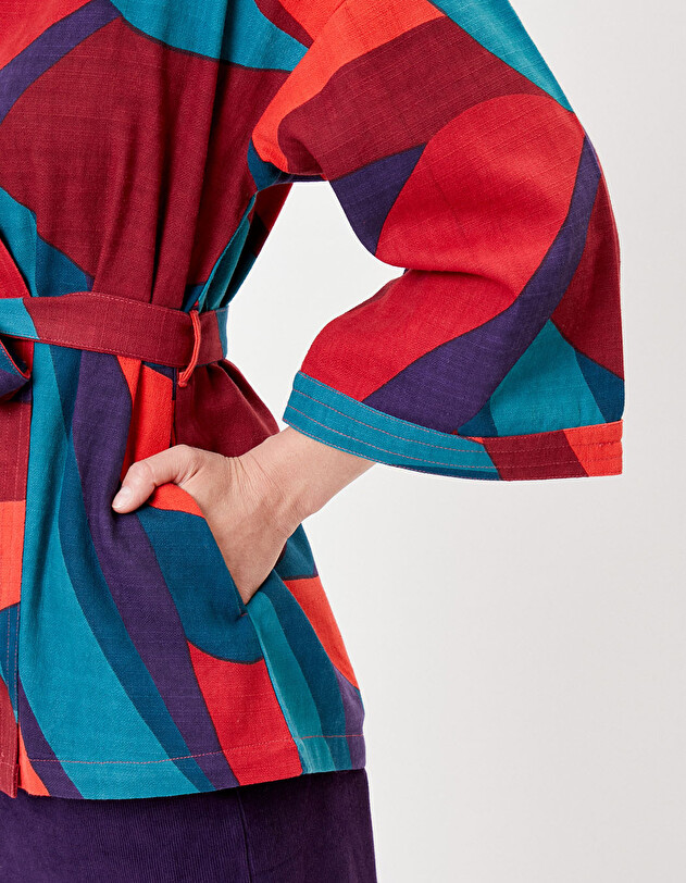 Kimono femme court coton bio imprim&eacute; La Fianc&eacute;e