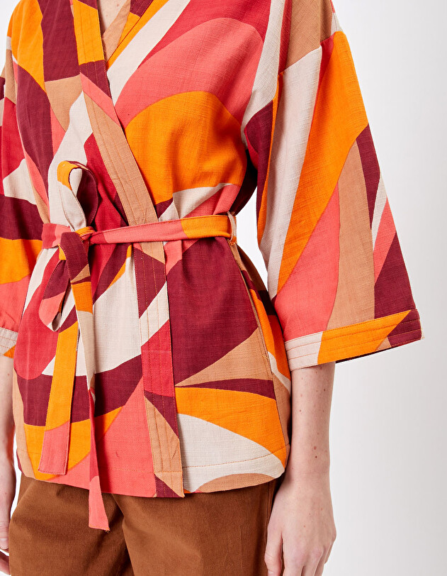 Kimono femme court coton bio imprim&eacute; La Fianc&eacute;e