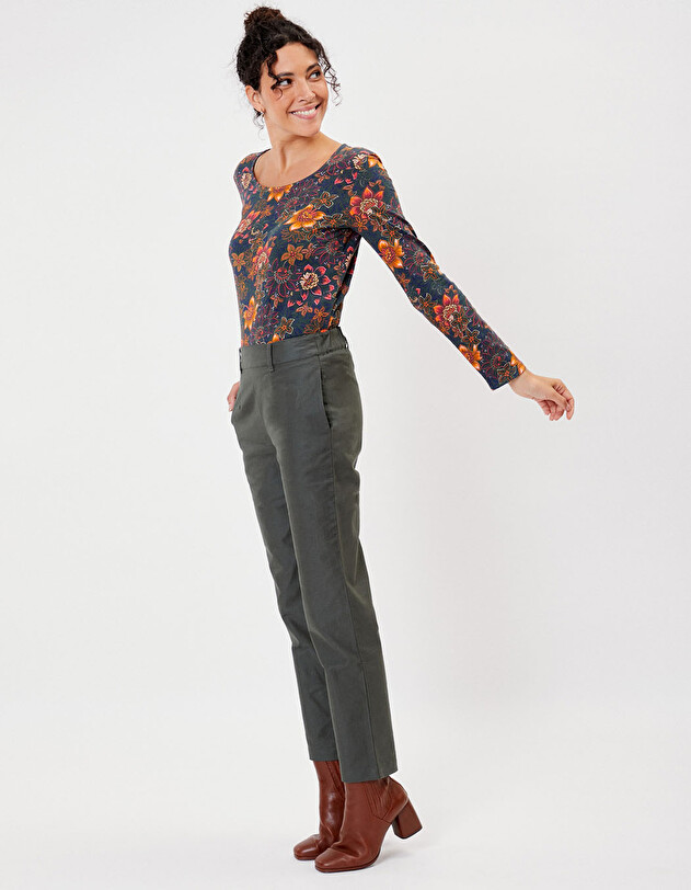 Pantalon droit toile de coton bio imprim&eacute; La Fianc&eacute;e