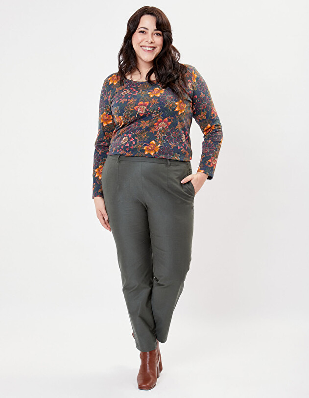 Pantalon droit toile de coton bio imprim&eacute; La Fianc&eacute;e
