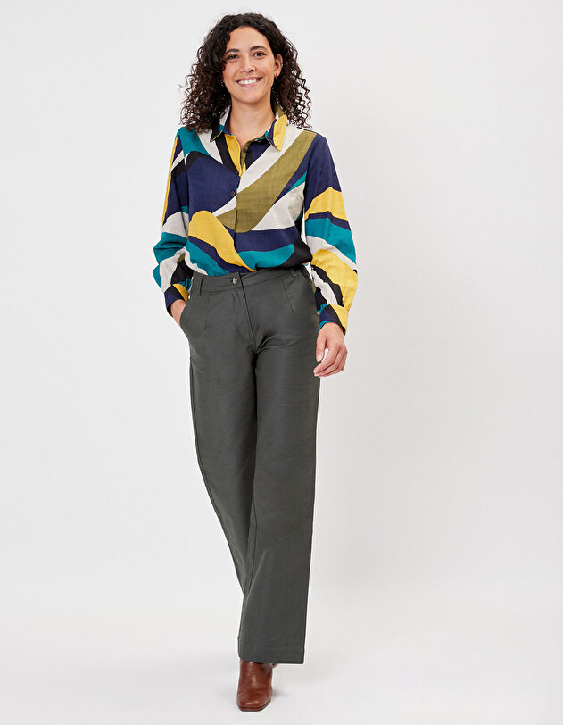 Pantalon large toile de coton bio imprim&eacute; La Fianc&eacute;e