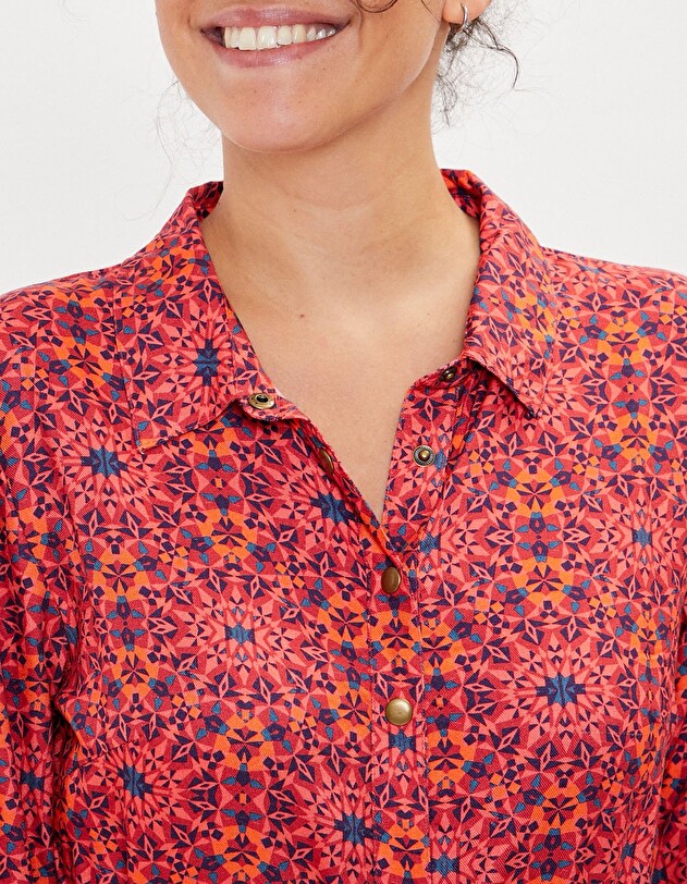 Robe chemise midi fluide imprim&eacute; La Fianc&eacute;e