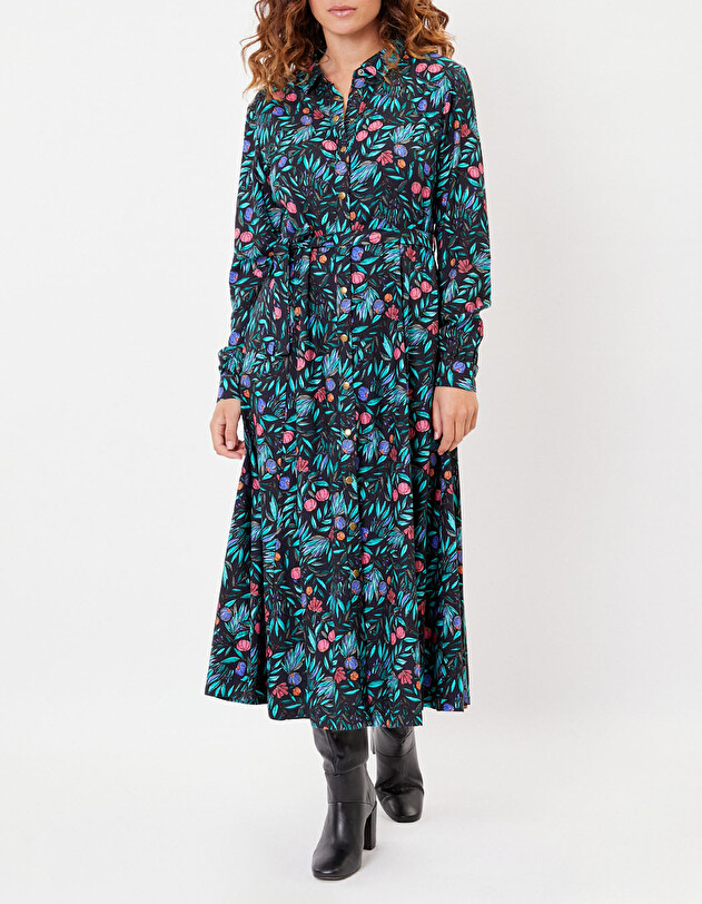 Robe chemise midi fluide imprim&eacute; La Fianc&eacute;e