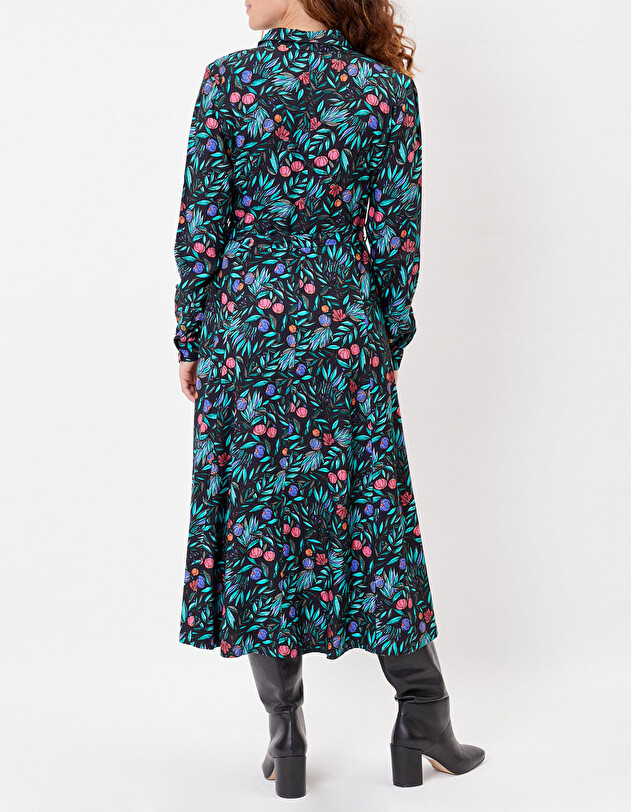 Robe chemise midi fluide imprim&eacute; La Fianc&eacute;e