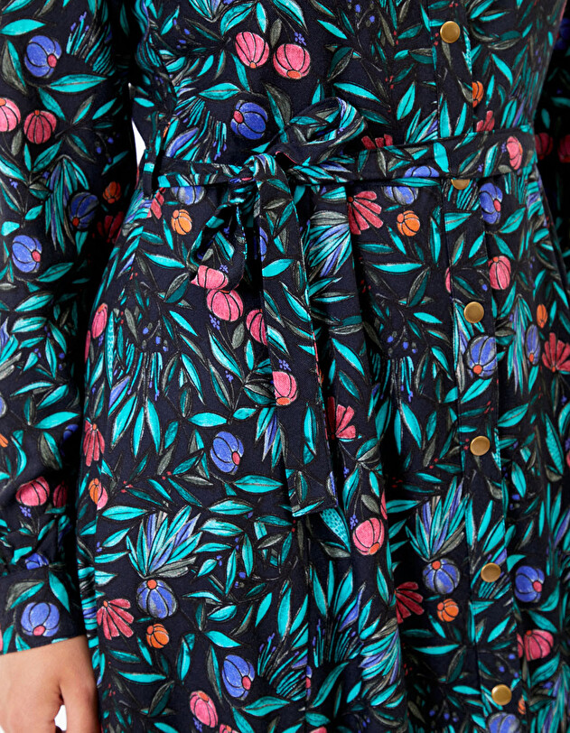 Robe chemise midi fluide imprim&eacute; La Fianc&eacute;e
