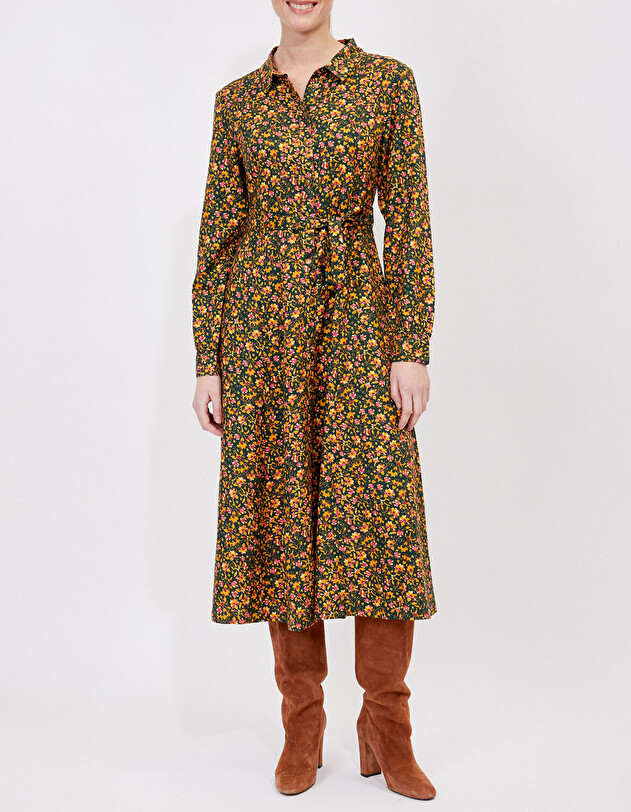 Robe chemise midi fluide imprim&eacute; La Fianc&eacute;e