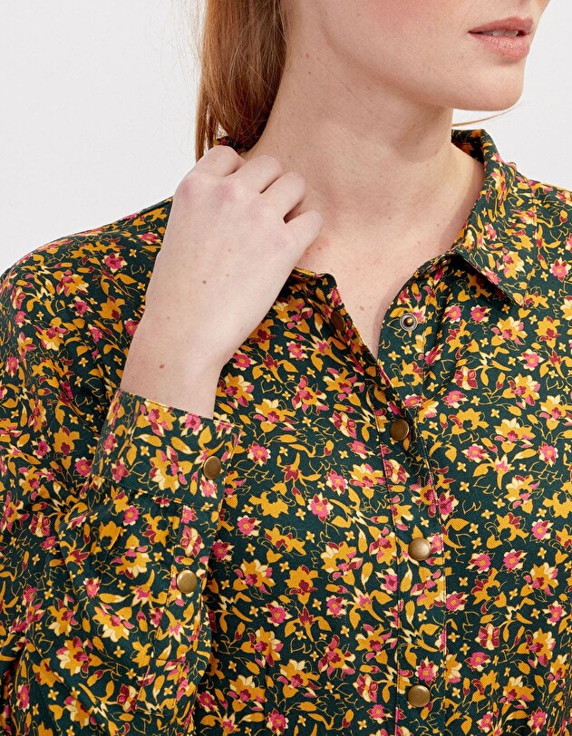 Robe chemise midi fluide imprim&eacute; La Fianc&eacute;e