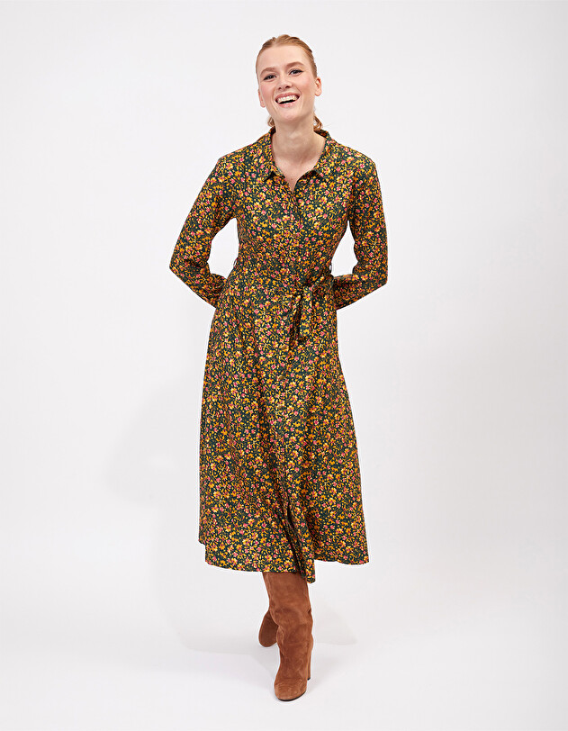 Robe chemise midi fluide imprim&eacute; La Fianc&eacute;e