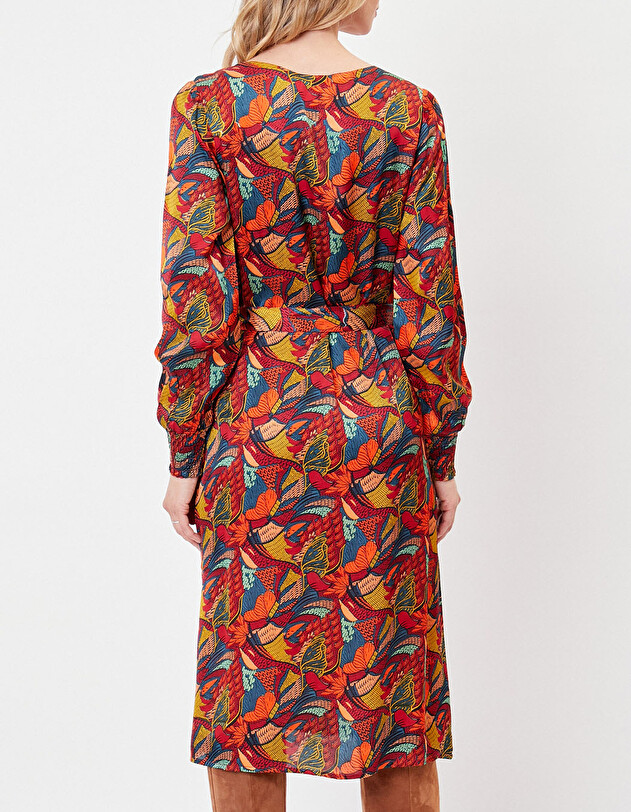 Robe midi fluide satin imprim&eacute; La Fianc&eacute;e