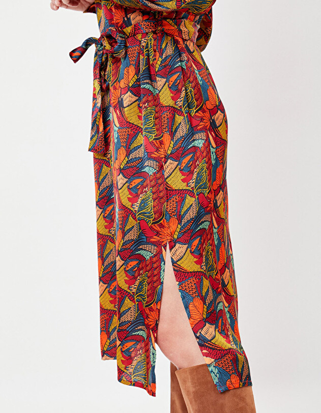 Robe midi fluide satin imprim&eacute; La Fianc&eacute;e