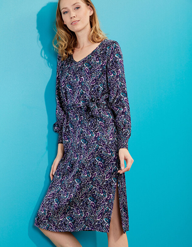Robe midi fluide satin imprim&eacute; La Fianc&eacute;e