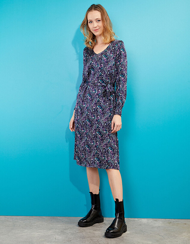 Robe midi fluide satin imprim&eacute; La Fianc&eacute;e