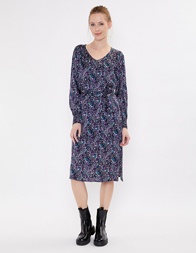 Robe midi fluide satin imprim&eacute; La Fianc&eacute;e