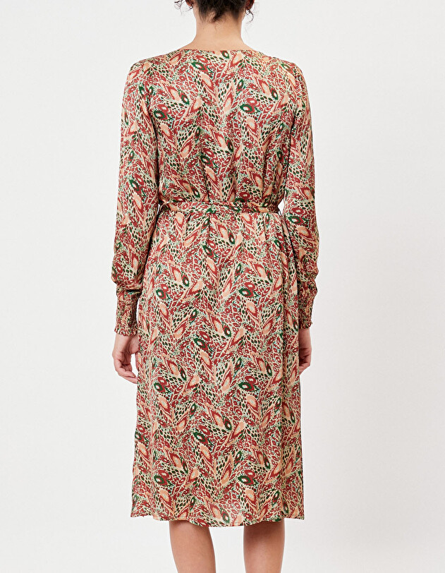 Robe midi fluide satin imprim&eacute; La Fianc&eacute;e