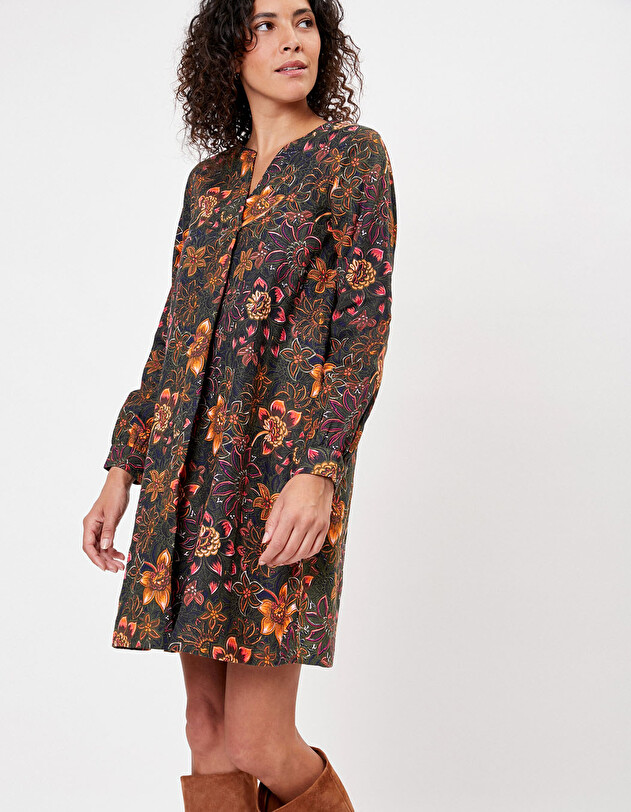Robe trap&egrave;ze coton bio imprim&eacute; La Fianc&eacute;e