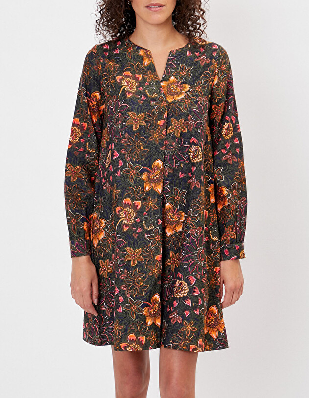 Robe trap&egrave;ze coton bio imprim&eacute; La Fianc&eacute;e