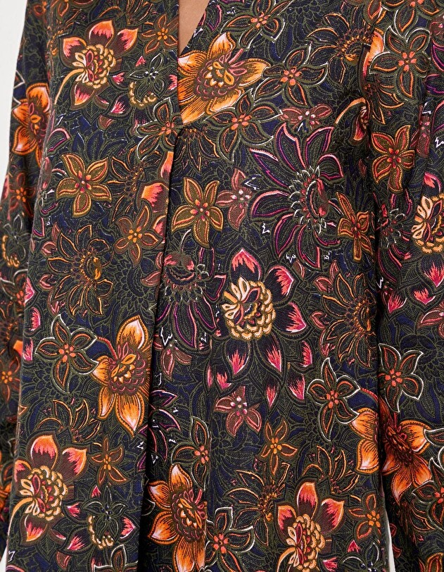 Robe trap&egrave;ze coton bio imprim&eacute; La Fianc&eacute;e