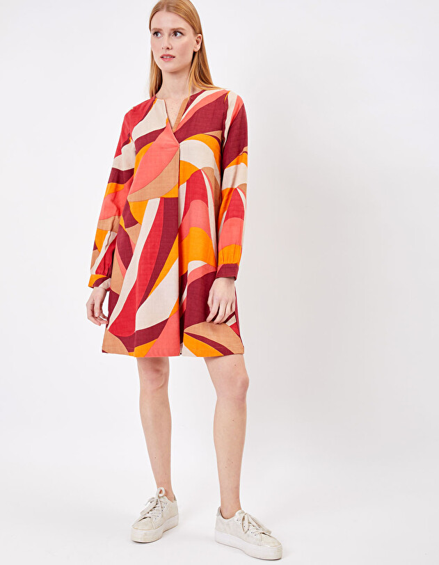 Robe trap&egrave;ze coton bio imprim&eacute; La Fianc&eacute;e