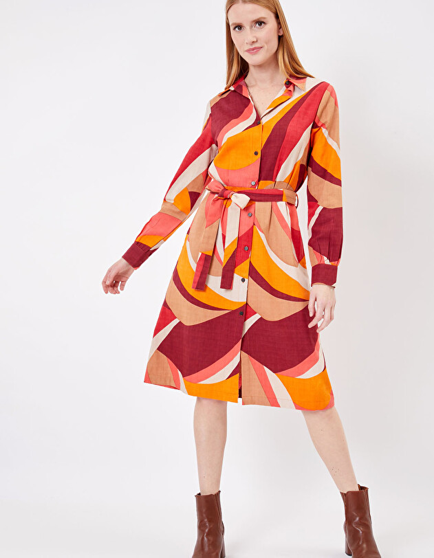 Robe chemise midi coton bio imprim&eacute; La Fianc&eacute;e