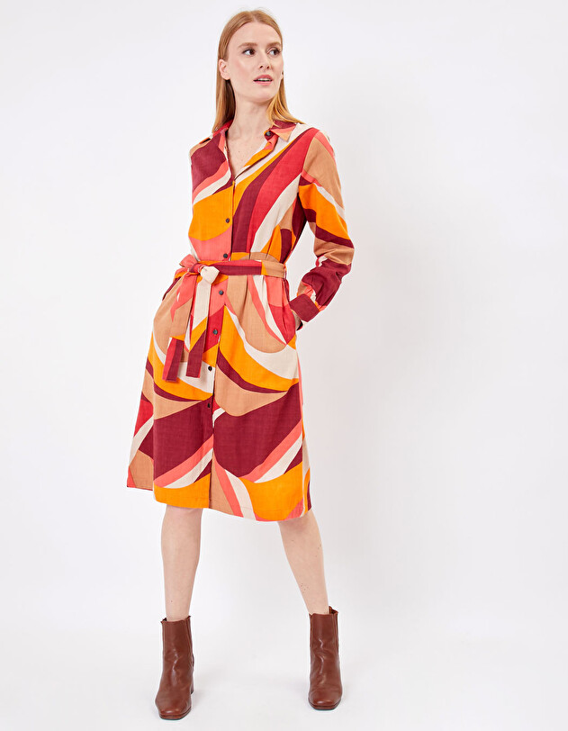 Robe chemise midi coton bio imprim&eacute; La Fianc&eacute;e