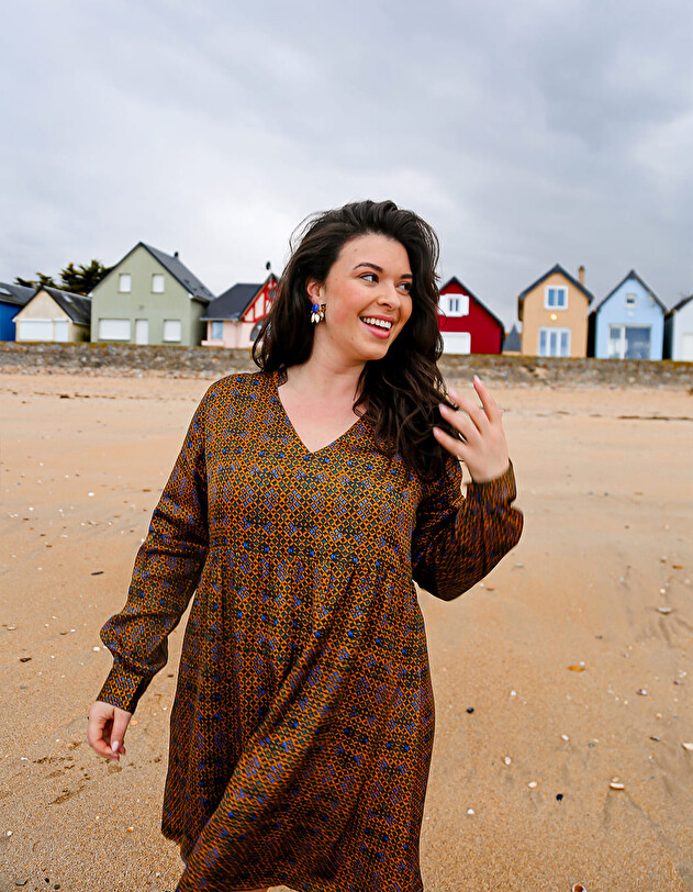 Robe ample satin de viscose imprim&eacute; La Fianc&eacute;e