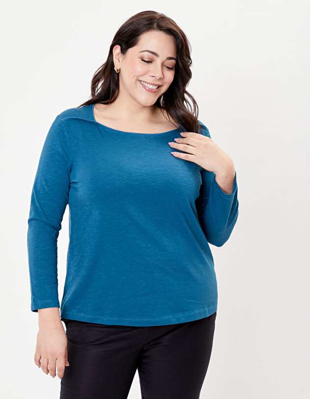 T-shirt uni coton bio col bateau imprim&eacute; La Fianc&eacute;e