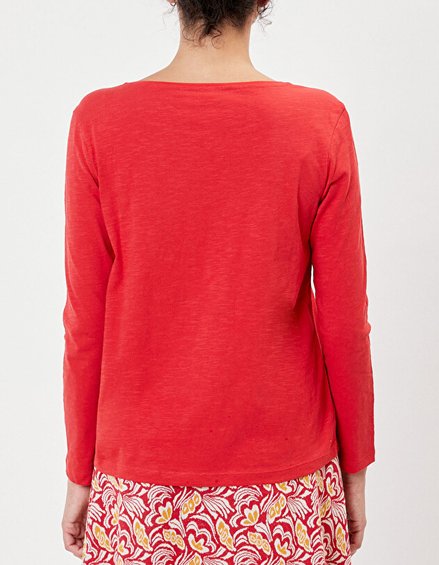 T-shirt uni coton bio col bateau imprim&eacute; La Fianc&eacute;e