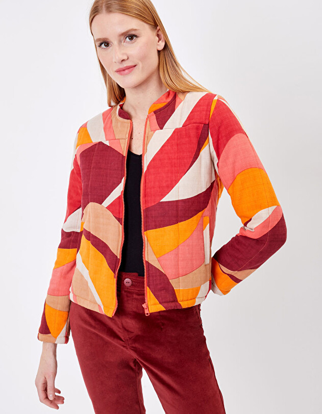 Veste courte matelass&eacute;e coton bio imprim&eacute; La Fianc&eacute;e